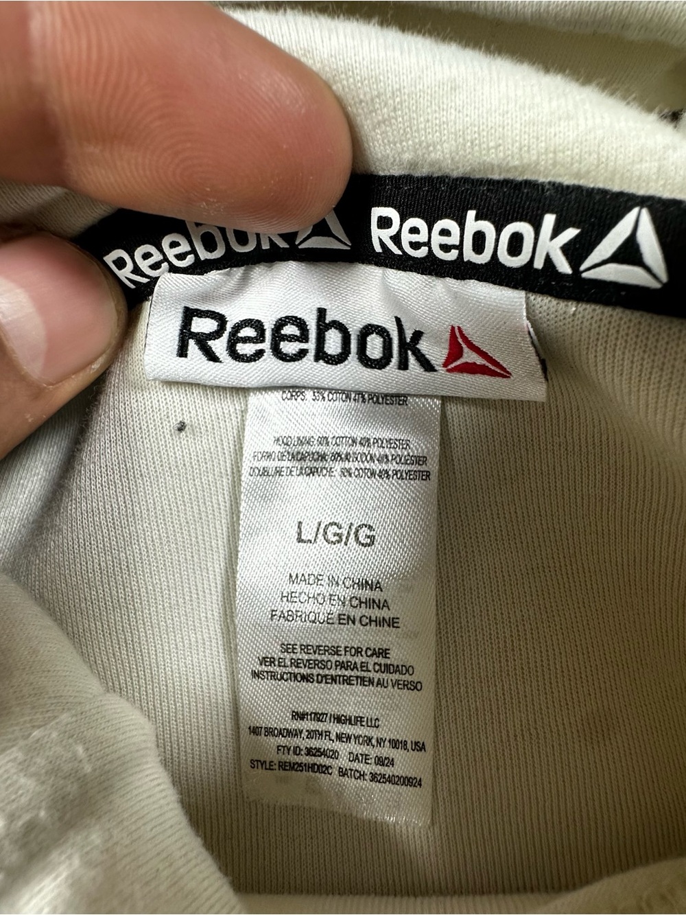 Reebok Men's Momentum Silver Birch Long-Sleeve Hoodie Size L - Picture 3 of 14